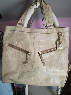 Dooney & Bourke Sara Bag Cream Croc-Embossed Leather Tote